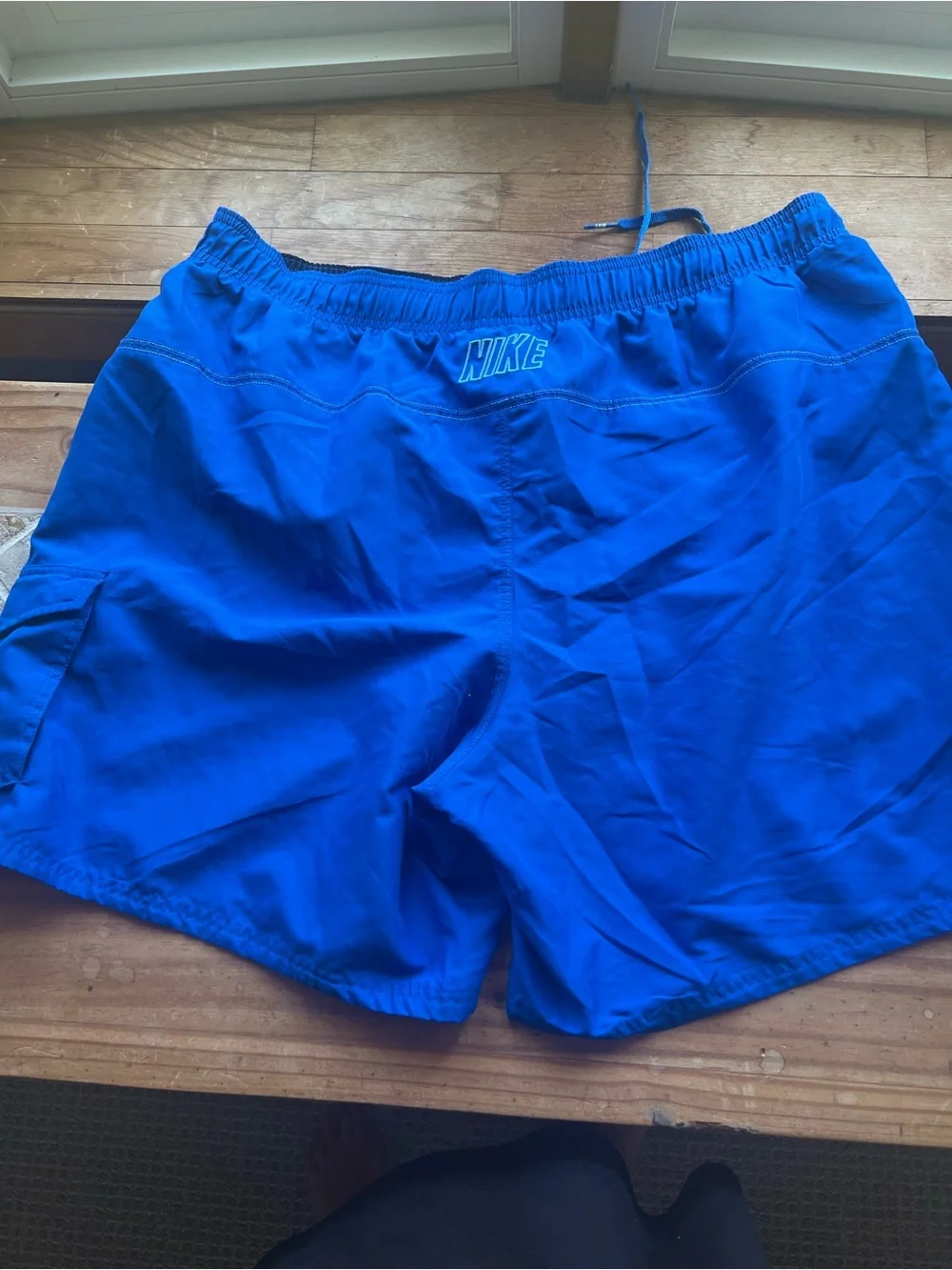 Nike Men's Swim Shorts 2XL Blue Solid Mesh Lined Drawstring Pockets # 351